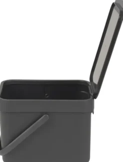 Affaldsspand m/låg sort.kon. 6 ltr