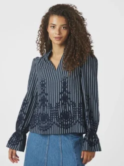 Amara Stripe Emb Blouse