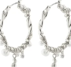 ANA pearl & crystal hoops silver-plated