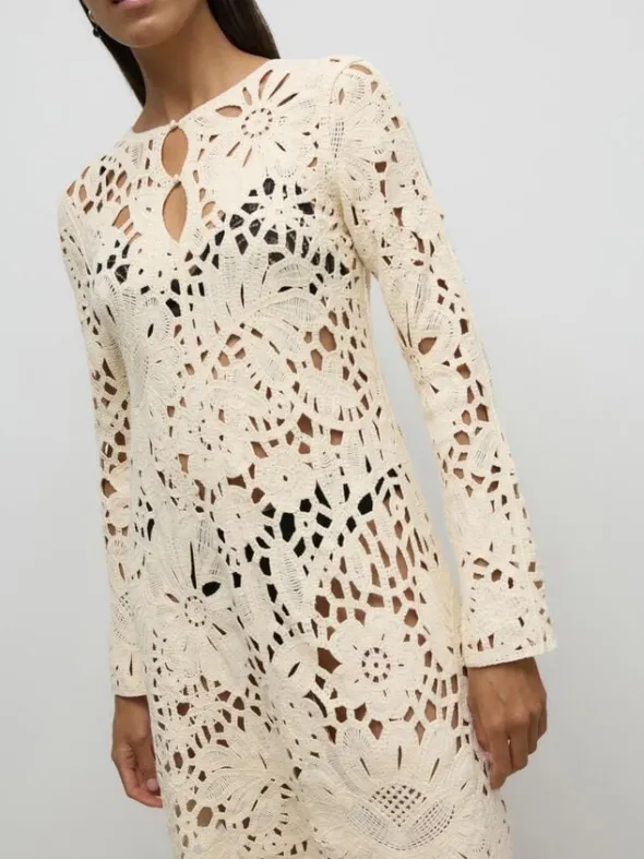 AWALISON LS V-NECK SHORT DRESS