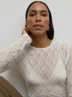 AWTESSY LS O-NECK LACE TOP NOOS