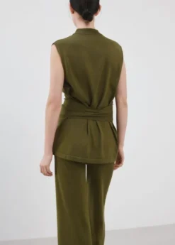 Belted knitted waistcoat