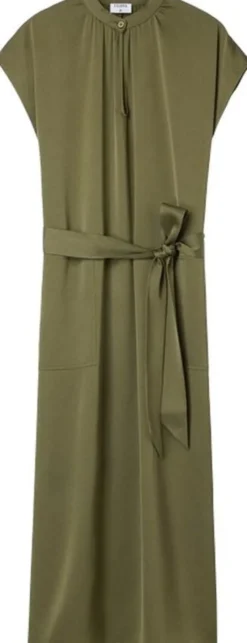Belted Stand Collar Dress