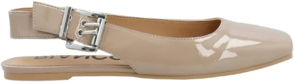 BIAROSE Karré Flat Buckle Slingback Faux Leather