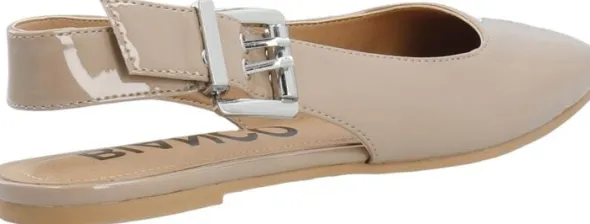 BIAROSE Karré Flat Buckle Slingback Faux Leather