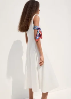 Boat-neck ruched dress