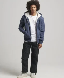 BORG LINED ZIP HOOD
