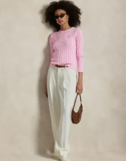 Cable-Knit Cotton Crewneck Sweater