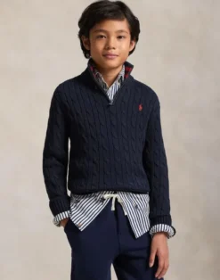 Cable-Knit Cotton Quarter-Zip Sweater
