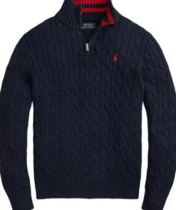 Cable-Knit Cotton Quarter-Zip Sweater
