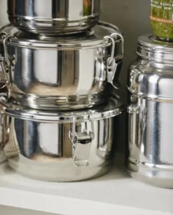 CANI can w/lid, high, M, stainless steel