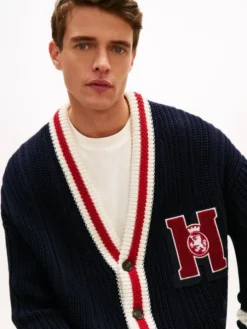 Chunky Rib-Knit Letterman Cardigan