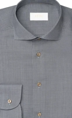 Contemporary Fit Brown Houndstoothmerino Wool Shirt