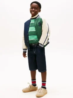 Contrast Topstitch Loose Denim Shorts