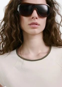 Cotton T-shirt with contrast piping