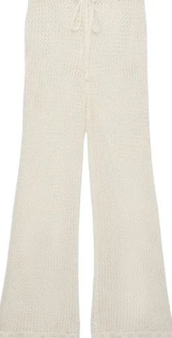 Crochet flared cotton blend trousers