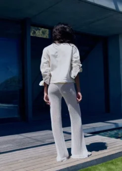 Crochet flared cotton blend trousers