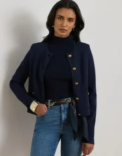 Cropped Crewneck Sweater Jacket