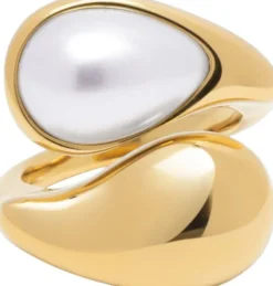 Cuff Ring with Pearl in Gold