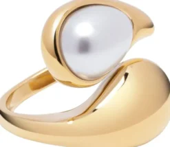Cuff Ring with Pearl in Gold