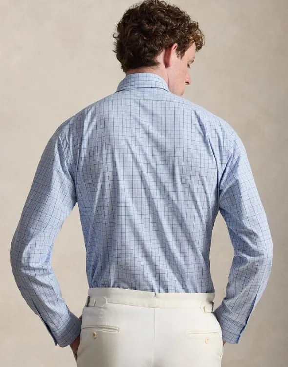 Custom Fit Plaid Stretch Poplin Shirt