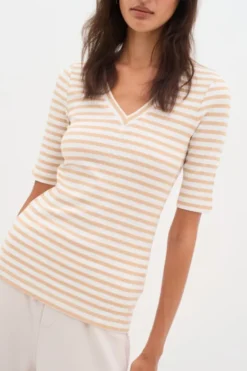DagnaIW Striped V T-Shirt