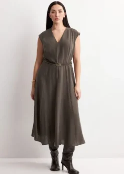 Double-belt A-line dress