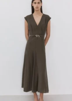 Double-belt A-line dress