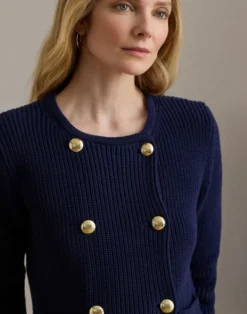 Double-Breasted Cotton Sweater Jacket