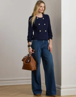 Double-Breasted Cotton Sweater Jacket