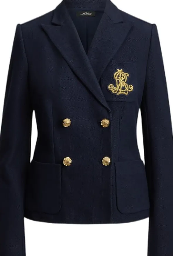 Double-Breasted Stretch Piqué Blazer