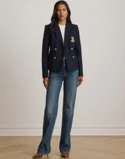 Double-Breasted Stretch Piqué Blazer