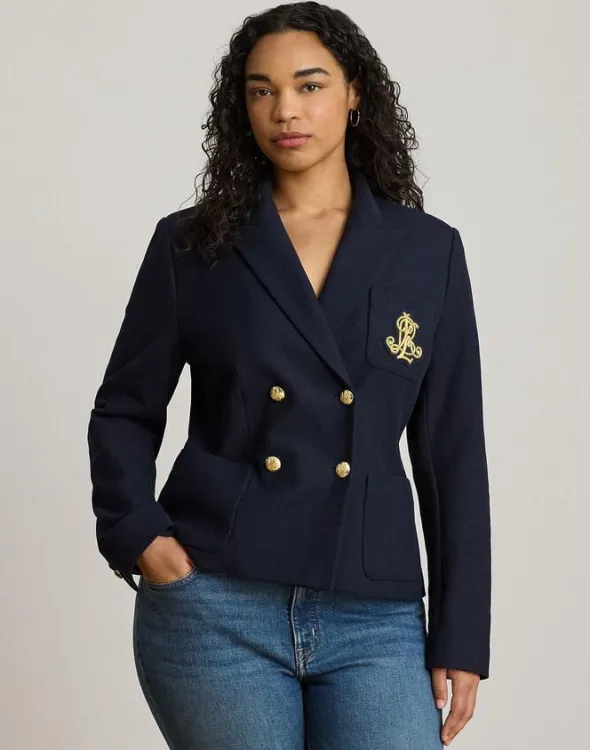 Double-Breasted Stretch Piqué Blazer