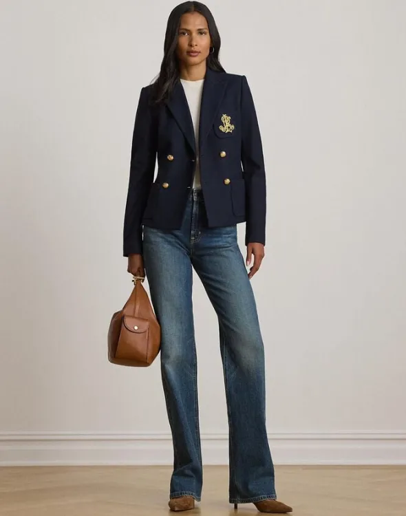 Double-Breasted Stretch Piqué Blazer