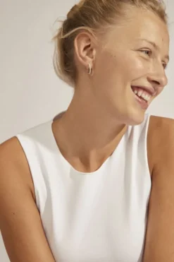 EBNA medium crystal hoops silver-plated