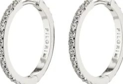 EBNA medium crystal hoops silver-plated