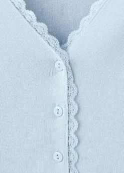 Fine knit cardigan with lace detail