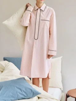 Fineline Long Nightshirt-M/L-Soft pink