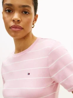 Flag Embroidery Crew Neck Slim T-Shirt