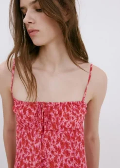 Floral-print pleated dress