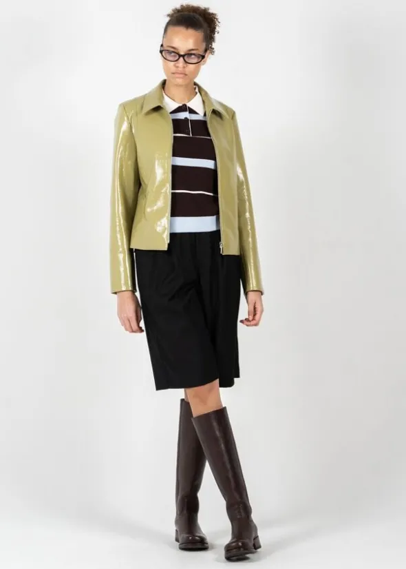 Glossy Zip-Up Jacket