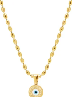 Gold Evil Eye Beaded Chain Necklace