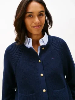 Gold-Tone Button Relaxed Cardigan