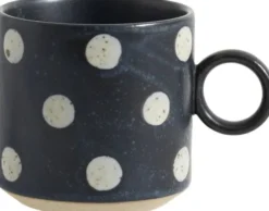 GRAINY cup w. handle, dark blue/ sand