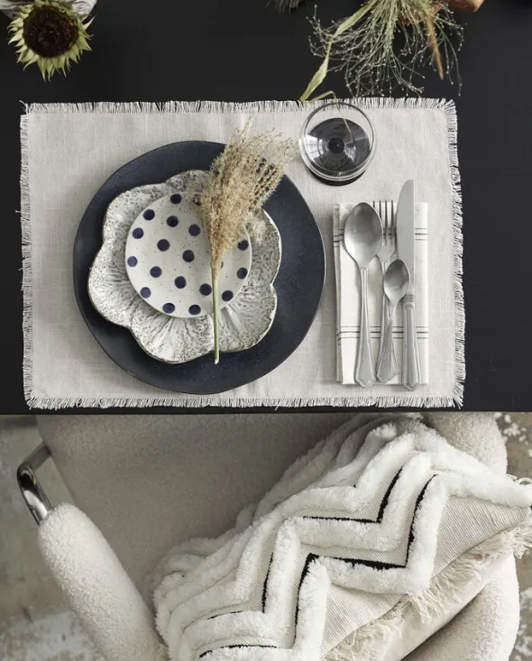 GRAINY plate, L, dark blue