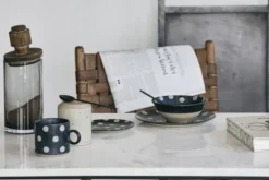 GRAINY saucer/cake plate, dark blue/sand