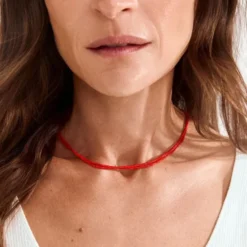 HAZE necklaces 2-in-1 set, red/silver-plated