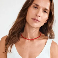 HAZE necklaces 2-in-1 set, red/silver-plated