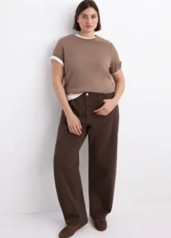 HIGH-WAISTED COTTON BARREL JEANS BET