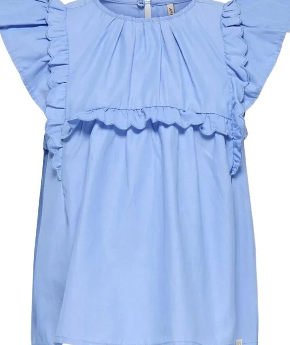 KMGCLARE SS RUFFLE TOP WVN